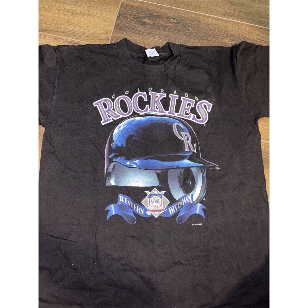 Vintage 90s MLB Colorado Rockies Baseball T-shirt Salem Large Helmet Graphic 93